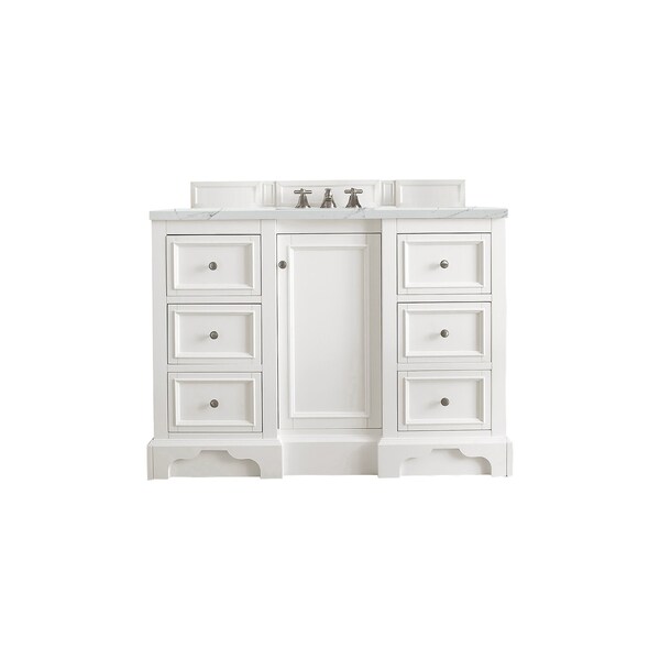 James Martin Vanities De Soto 48in Single Vanity, Bright White w/ 3 CM Ethereal Noctis Quartz Top 825-V48-BW-3ENC - main